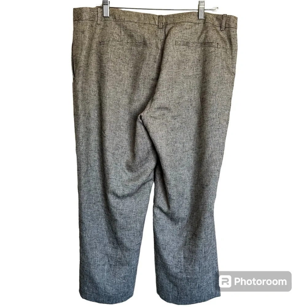 NWOT ANN TAYLOR Marled Gray Shimmer Linen Blend Straight Crop Pants Size 14